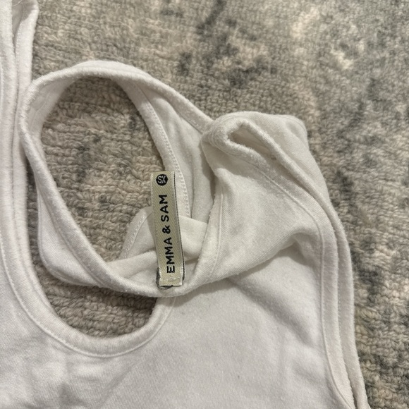 Emma & Sam White Ribbed Racerback Crop Top - Picture 3 of 3